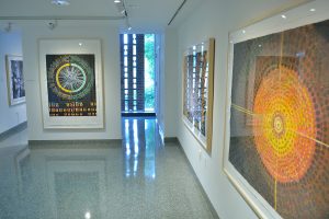 Installation view of large drawings.